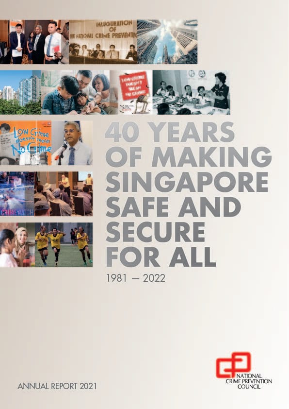 A cover design featuring a light-colored background with an arrangement of photographs showcasing historical events, community activities, and campaigns, alongside the official NCPC logo at the bottom right.
